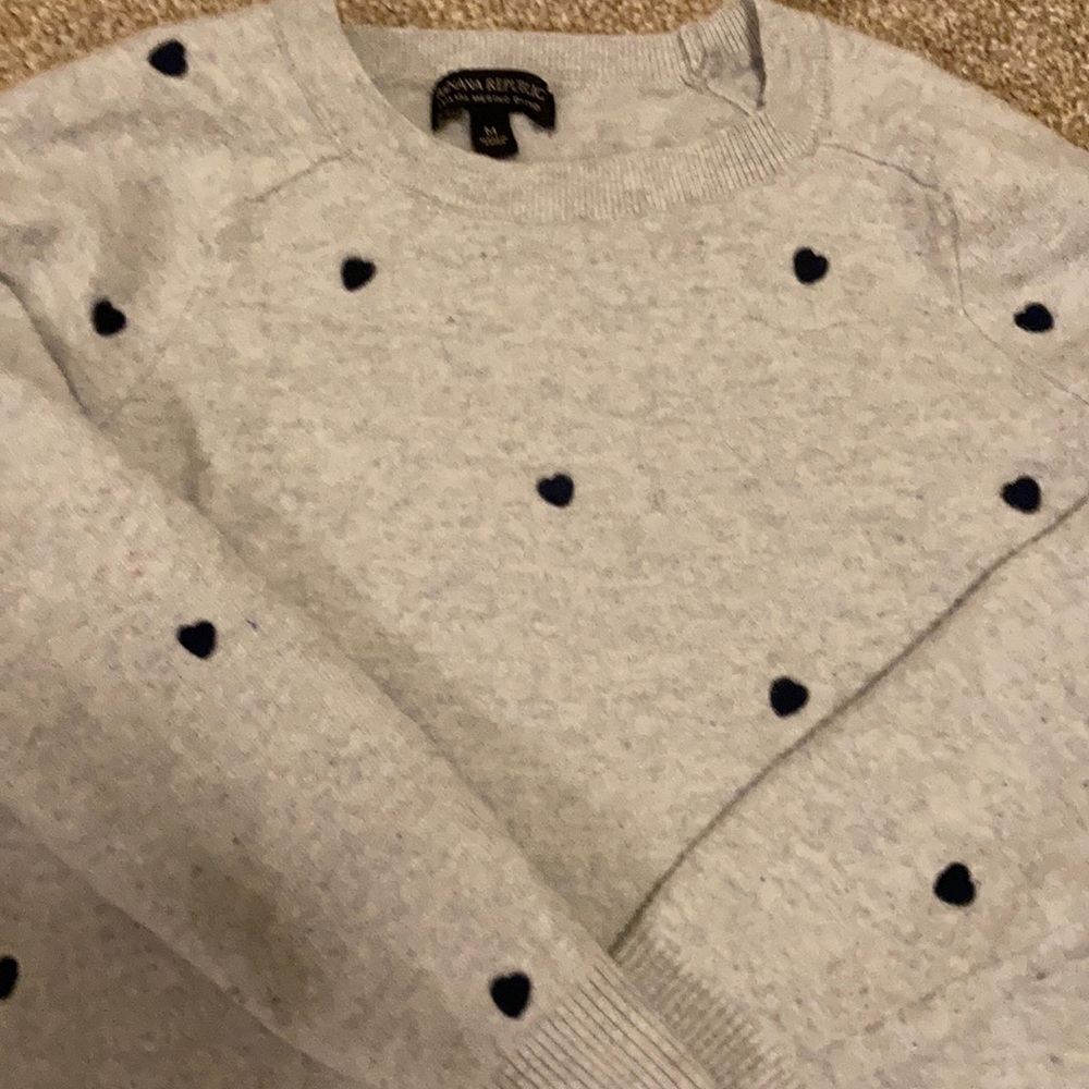 Banana Republic heart sweater Italian merino blend - Picture 3 of 4